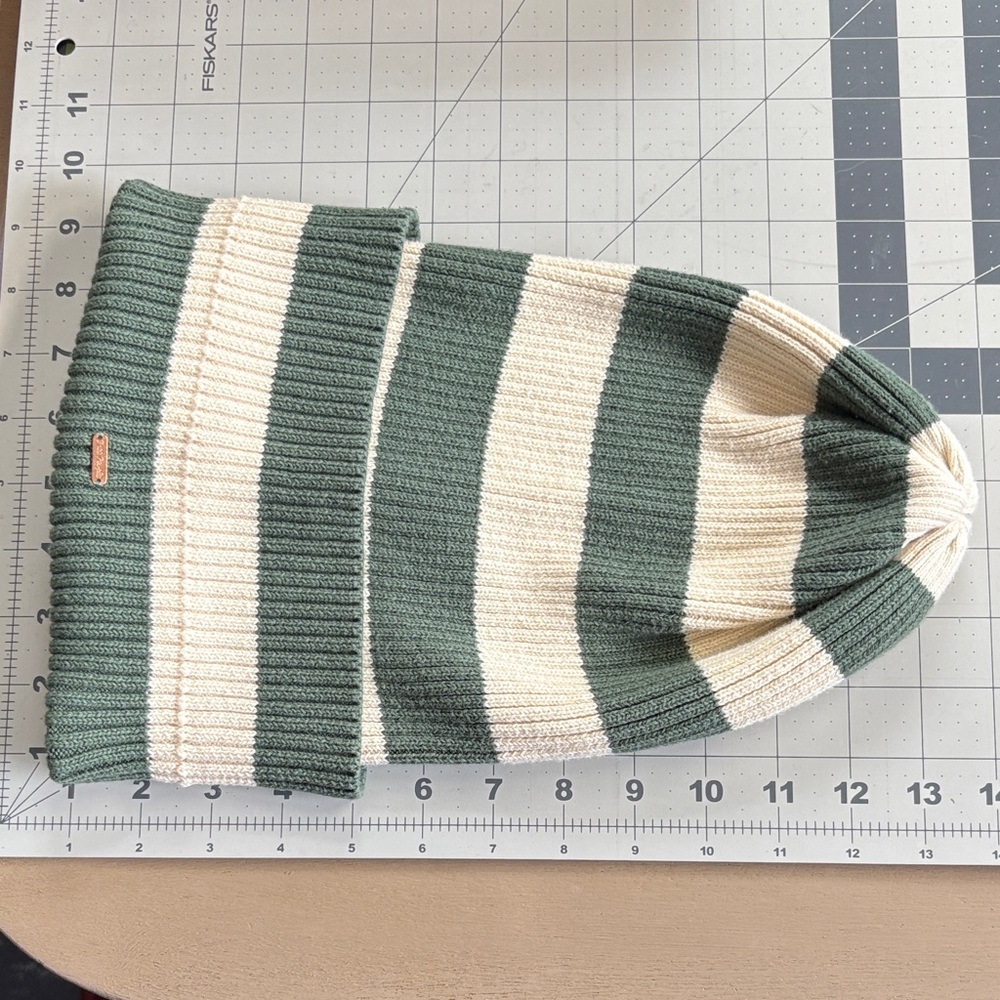 Free People Striped Green and Cream Beanie hat - Picture 3 of 5
